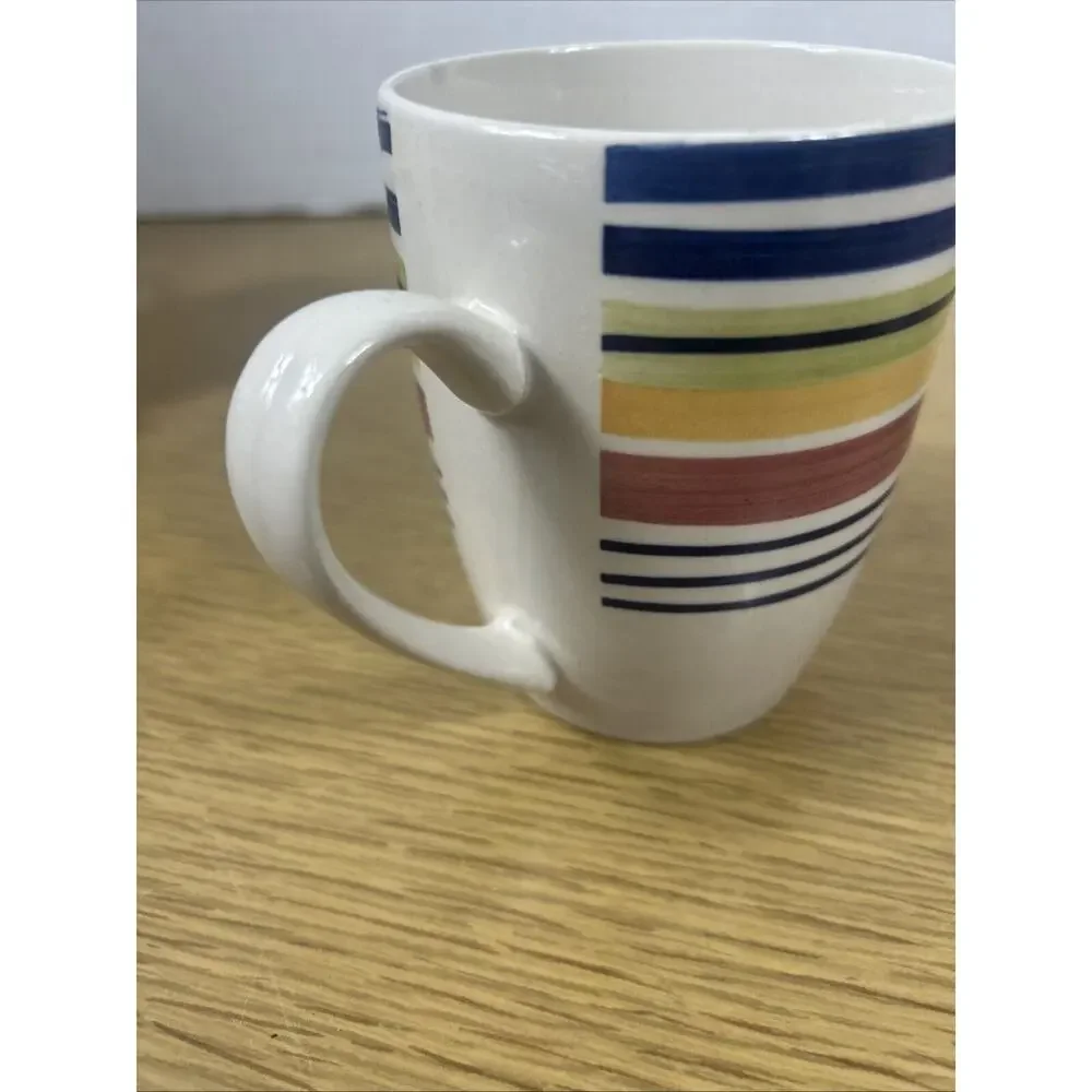 Pier 1 Coffee Mugs Horizontal Stripes Set of 4
